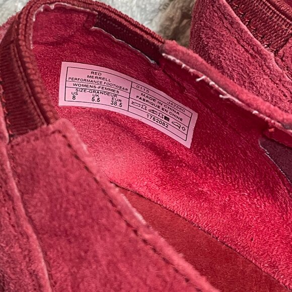 Merrell Red Suede Ballet Flat Shoes Women Size 8 Balletcore Cottagecore coquette - Picture 6 of 7